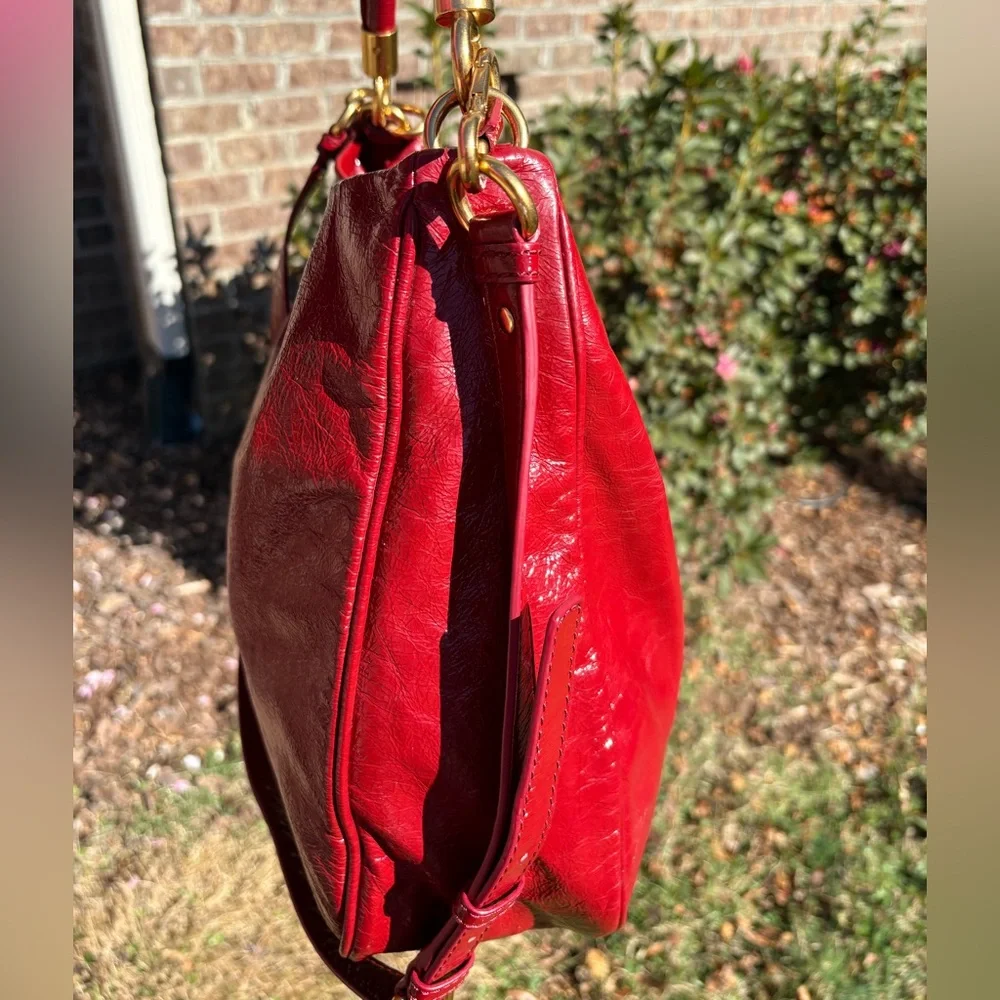 Marc by Marc Jacobs Red Leather Hobo Bag with Gold Hardware